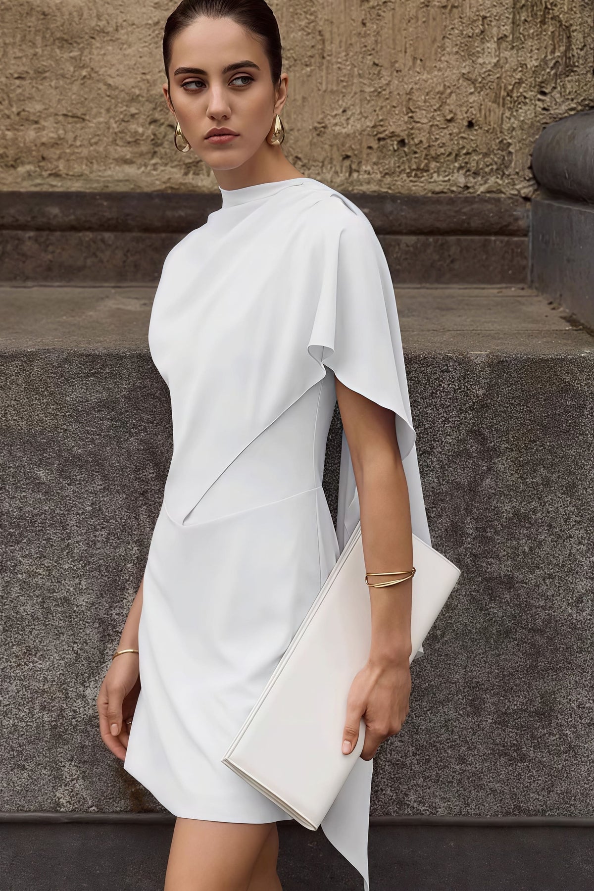 High Neck Sleeveless Draped Mini Dress 5