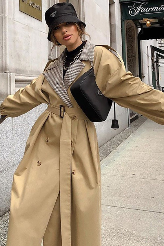 Double Breasted Patchwork Trench Coat