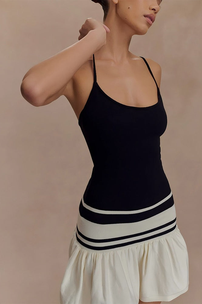 Scoop Neck Spaghetti Strap Drop-Waist Knit Mini Dress