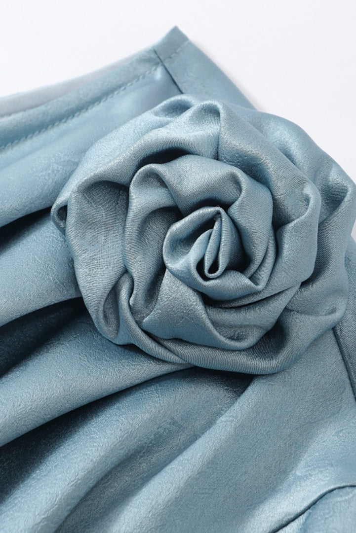 Embossed Rose Detail Removable Shoulder Blouse