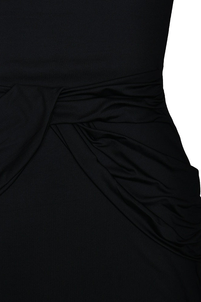 Crew Neck Long Sleeve Draped Waist Fishtail Maxi Dress 10