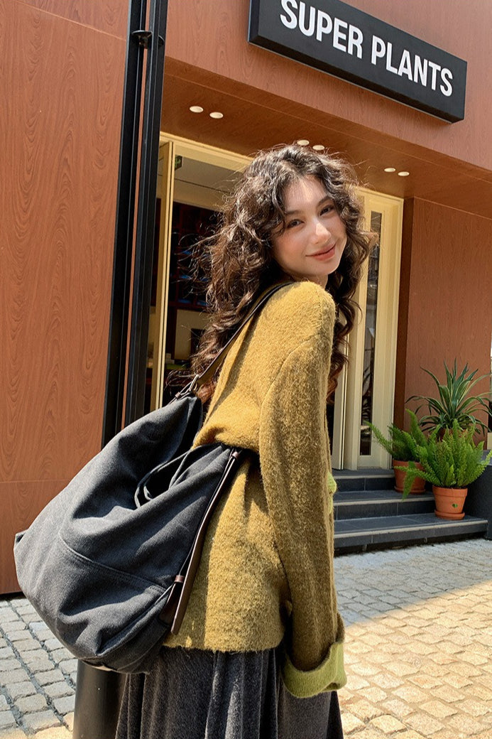 Color-Block Mock Neck Knit Sweater for Effortless Style