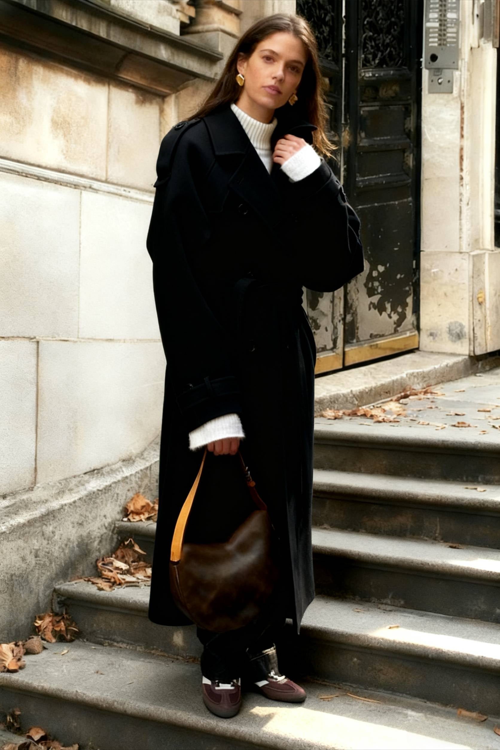 Casual Turn-Down Collar Double-Breasted Overcoat - Fashionpara