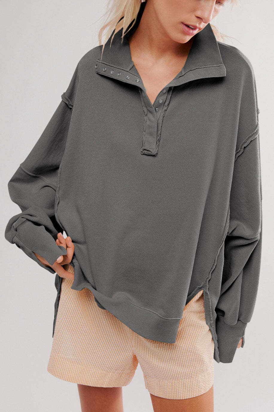 Oversized Split Collar Sweatshirt 2