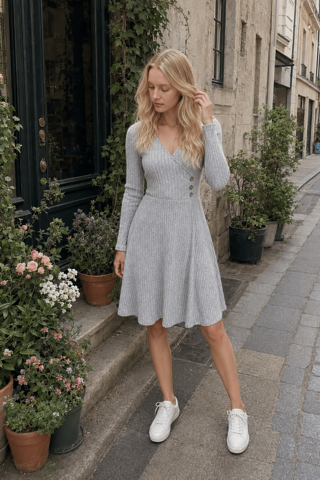 Patchwork Deep V-Neck Dress