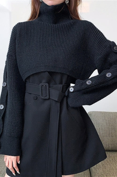 PrincessAce Vintage Turtleneck Crop Knit Sweater for Elegance