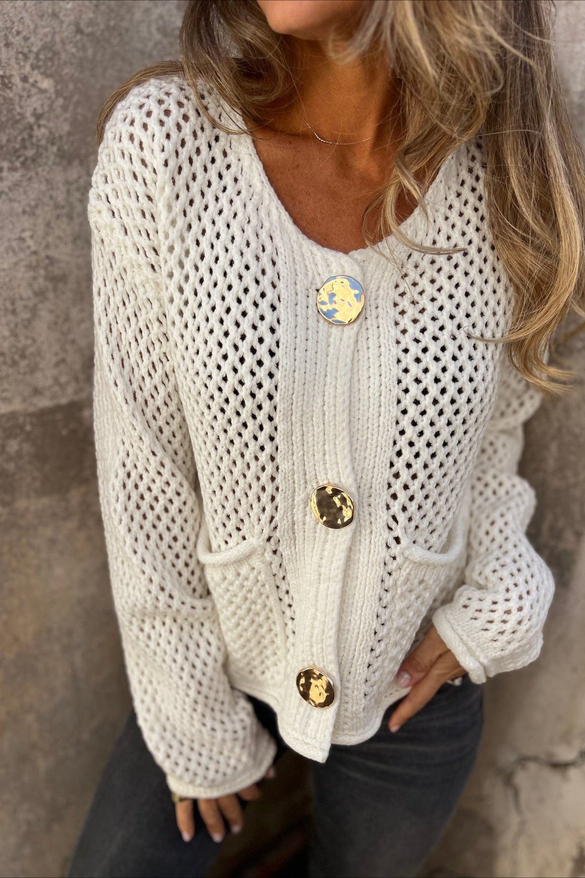 Chunky Knit Button Up Sweater