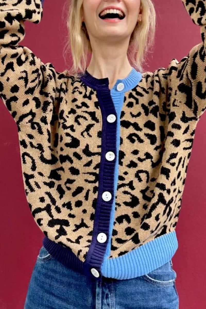 Chic Y2K Vintage Leopard Knit Cardigan for Effortless Style