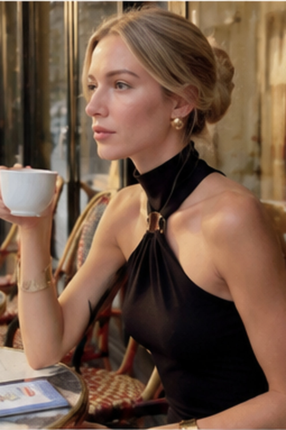 Halter Neck Cut-Out Ring Detail Maxi Dress