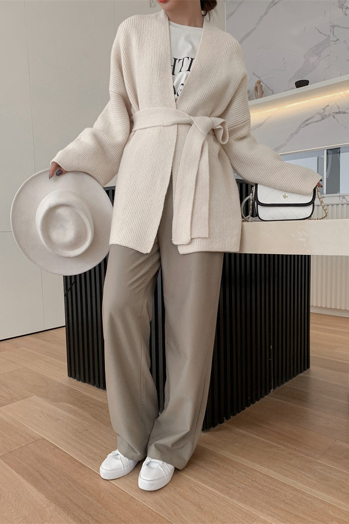 Chic Oversized Belted Knit Cardigan for Effortless Style