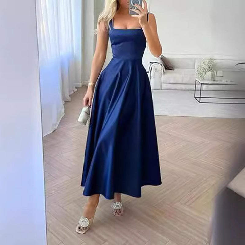 Strapless Satin Beaded Neckline Pleated A-Line Ball Gown - View 4