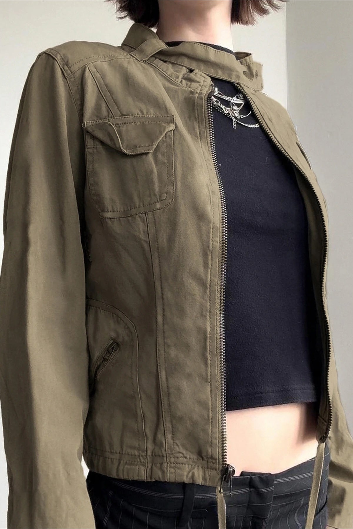 Vintage Drawstring Hem Street Jacket