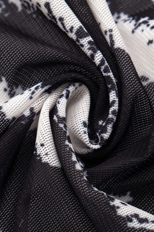 Zebra Print Long Sleeve High Slit Bodycon Maxi Dress