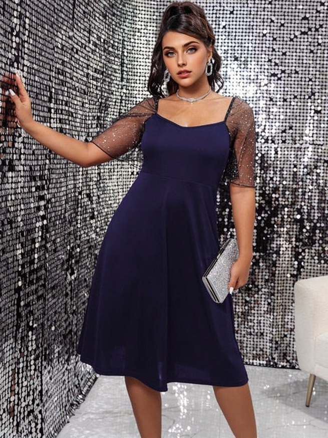 Sheer Lace Long Sleeve Tie-Neck A-Line Mini Dress 5