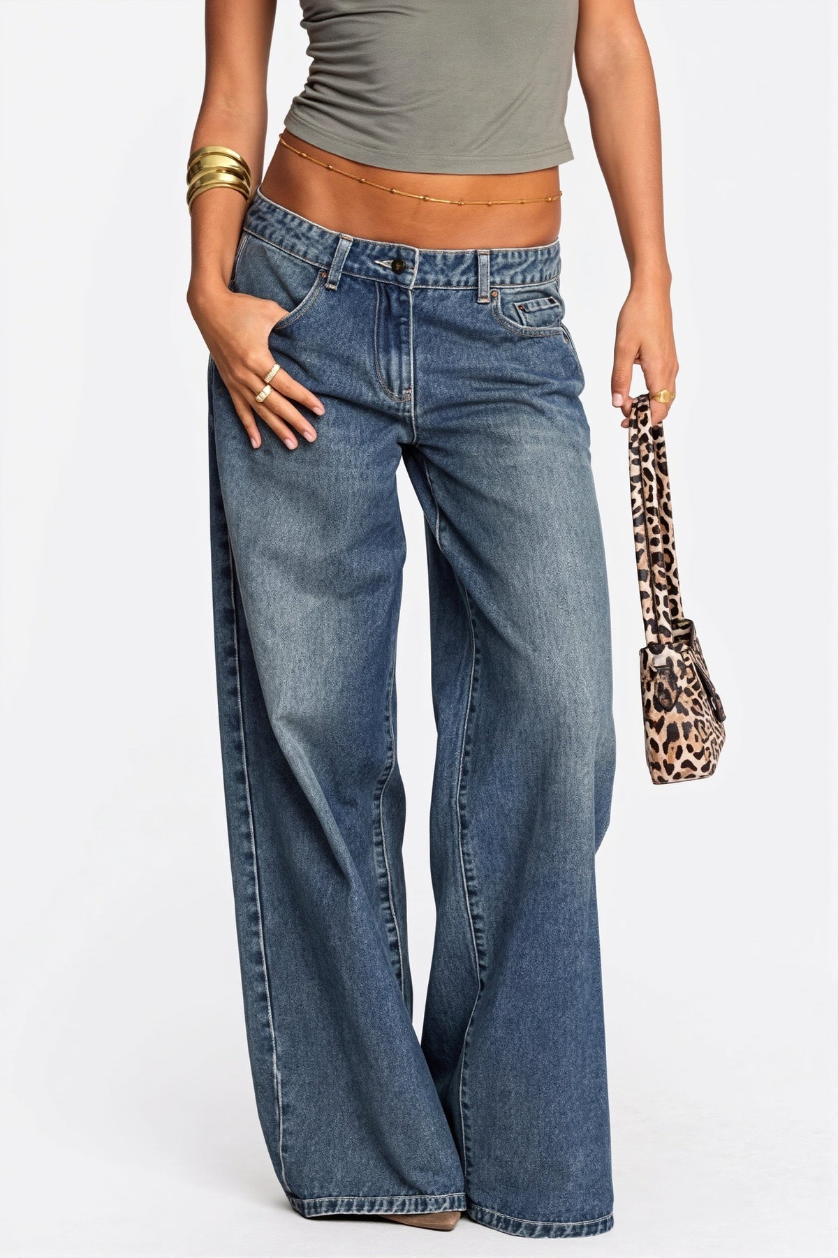 Bow Washed Straight Leg Jeans