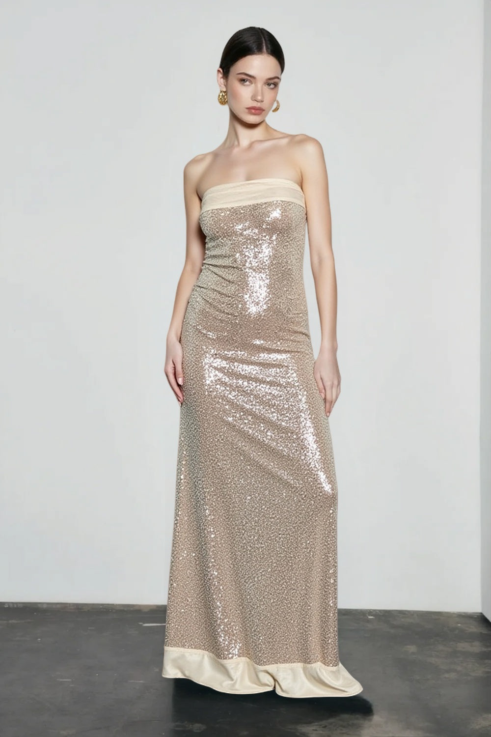 Sequin Strapless Column Maxi Gown 3