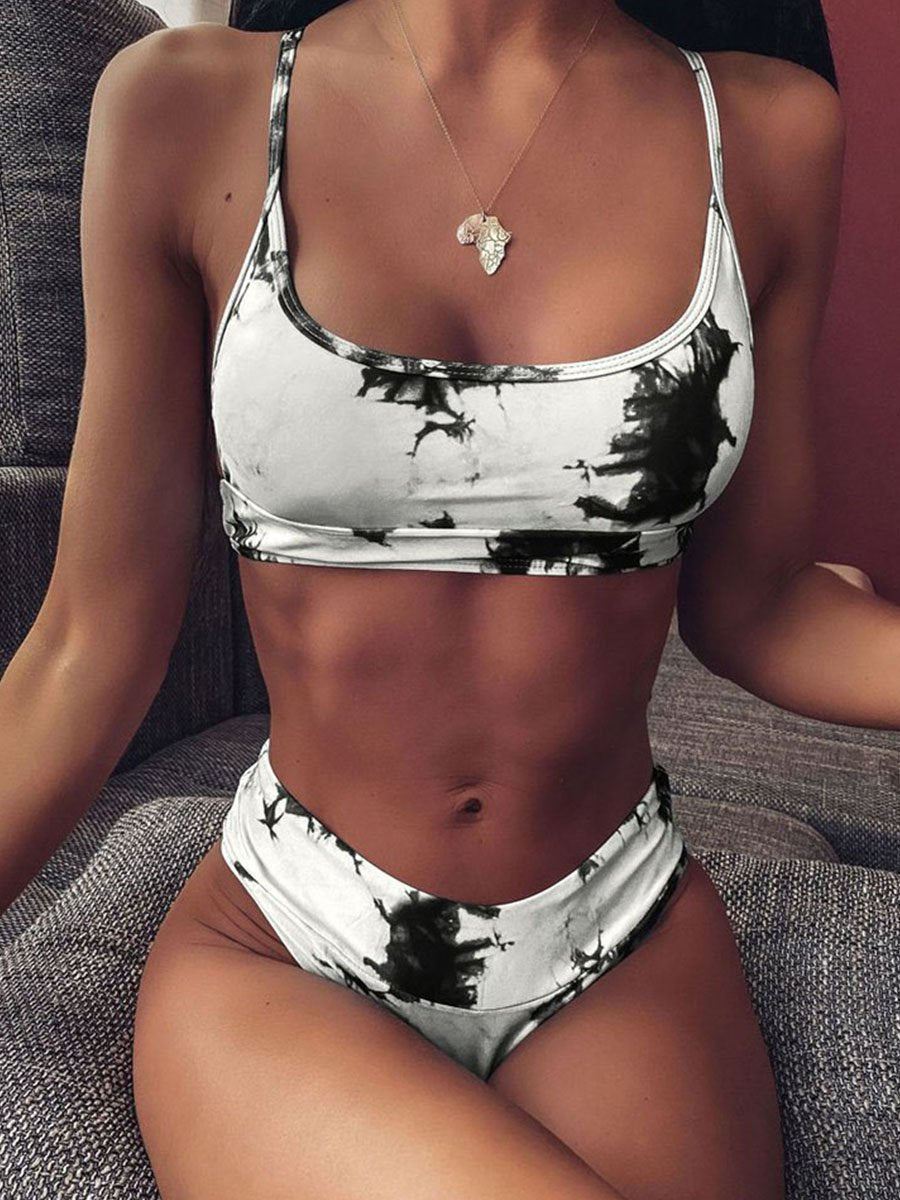 Bandeau Tie-dye Print Two Pieces Swimsuit (5 Colors) - Fashionpara