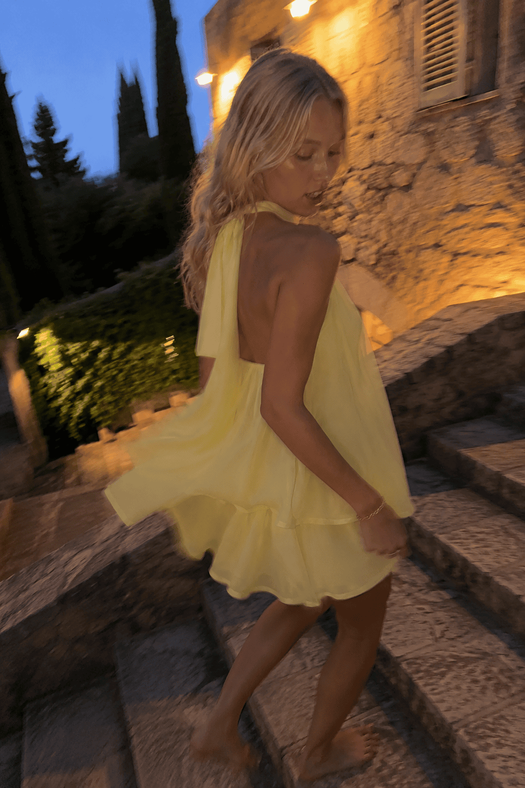 Chiffon Halter Neck Ruffle Fit and Flare Mini Dress 3