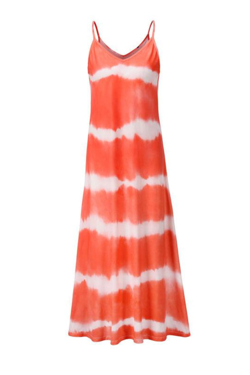 Tie Dye Stripe Casual Plus Size Maxi Dress - Fashionpara