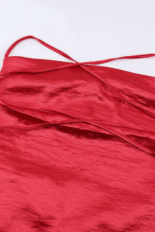 Fashionable Satin Tie Cami Bodycon Party Dress