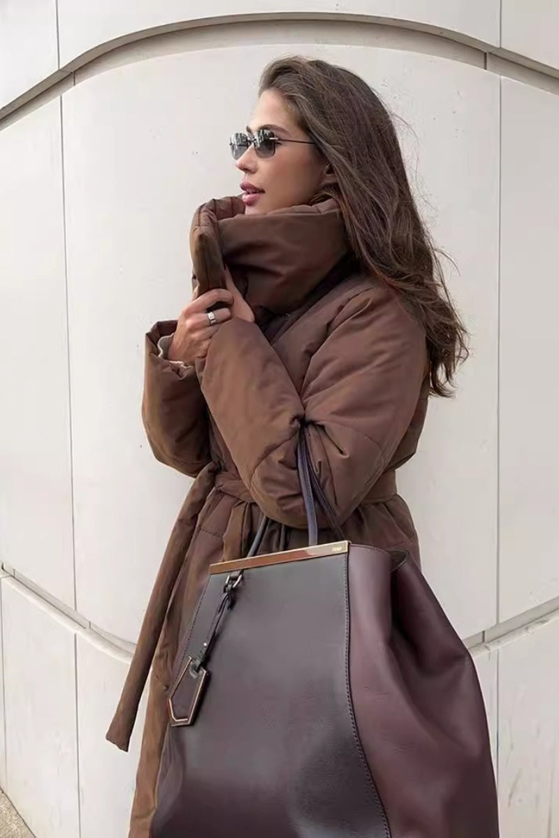 Long Stand Collar Puffer Coat