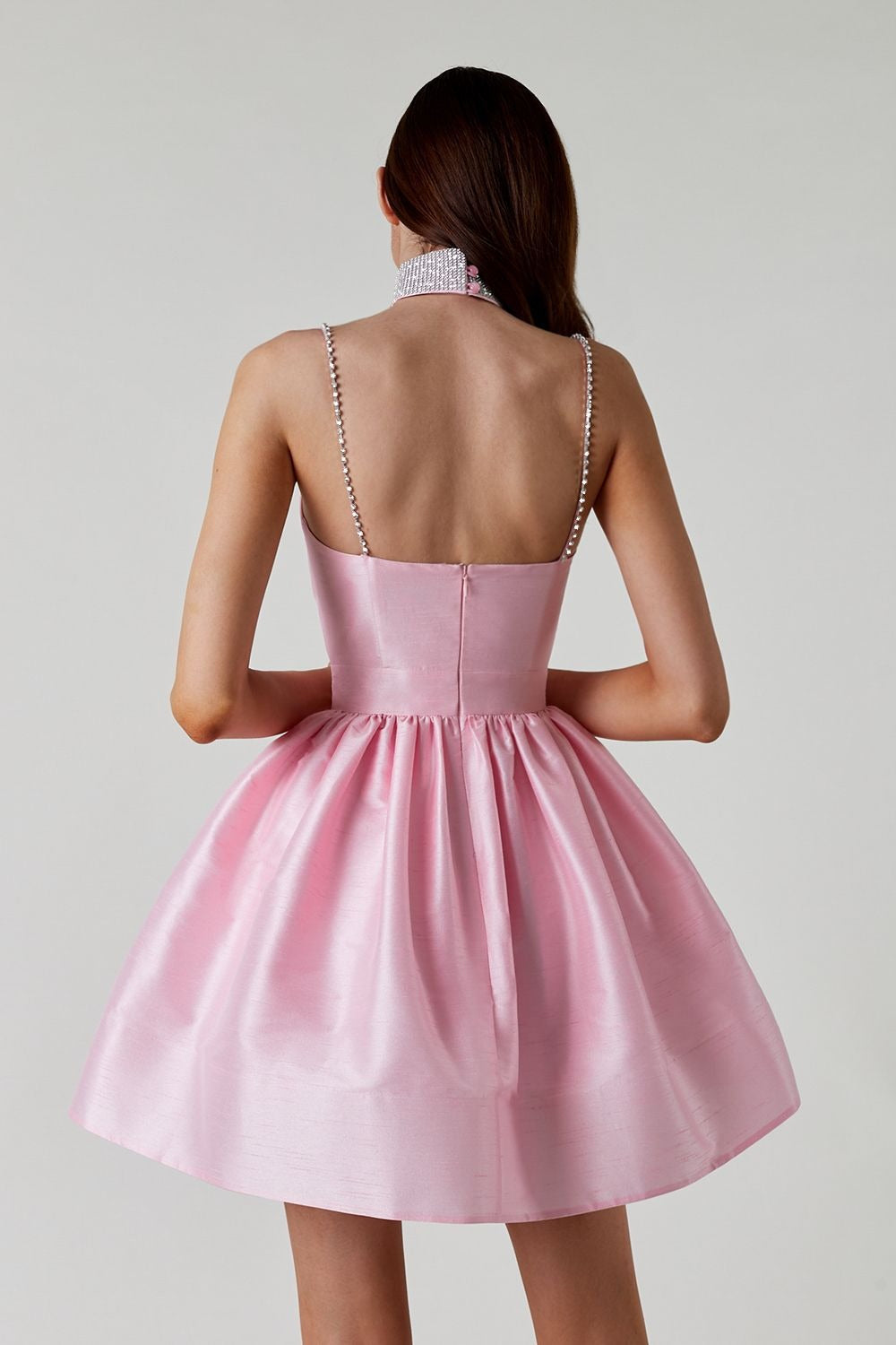 Diamante Strap Sweetheart Fit & Flare Mini Dress 6