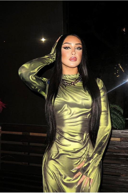 Trendy Floral Print Long Sleeve Bodycon Maxi Dress