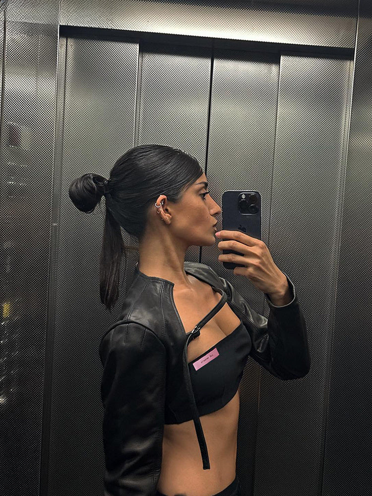 Extra Short Buckle Crop Jacket - Fashionpara