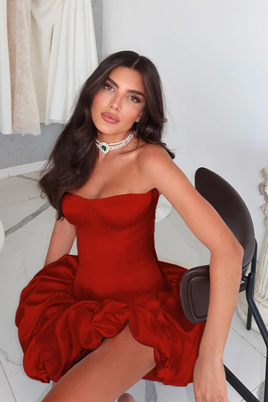 Strapless Ruched A-Line Party Dress - View 11