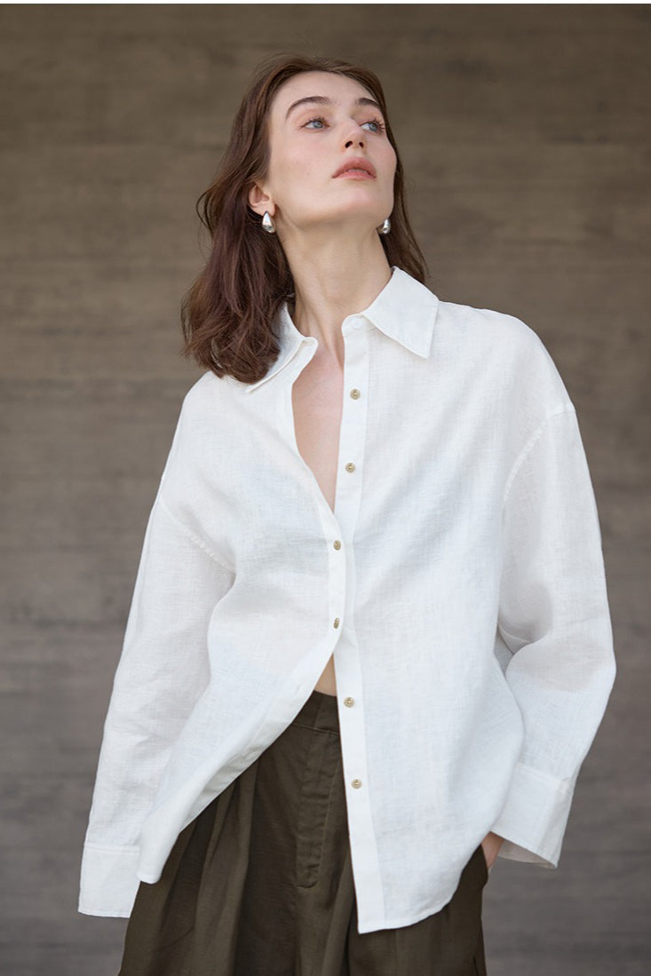 Sophisticated Relaxed Linen Blouse