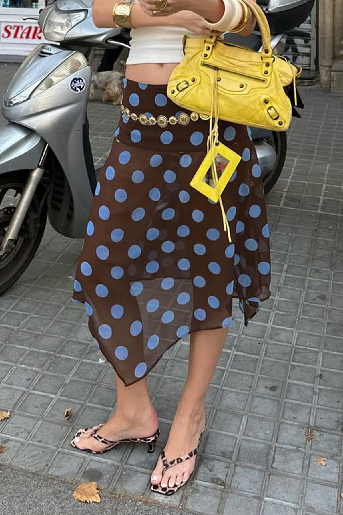 Sheer Polka Dot Ruffled Mesh Skirt - Fashionpara