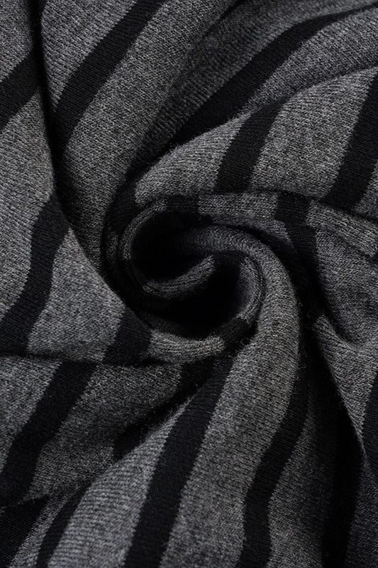 Printed Striped Loose Asymmetric Shoulder Blouse