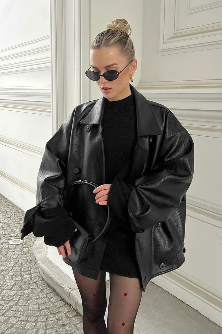 Vintage Lapel Leather Jacket