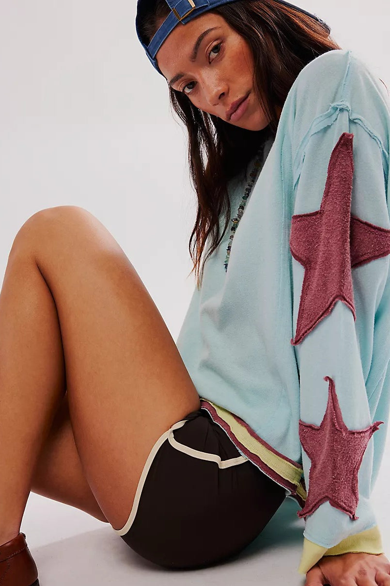 Star Sleeve Applique Crewneck Sweatshirt 8