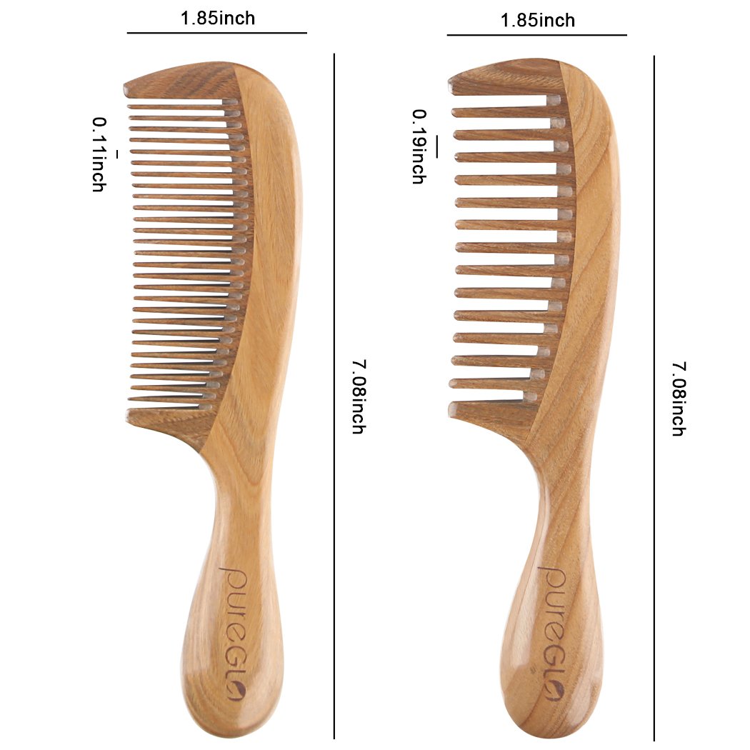 Natural Wooden Wide & Fine Tooth Comb Set