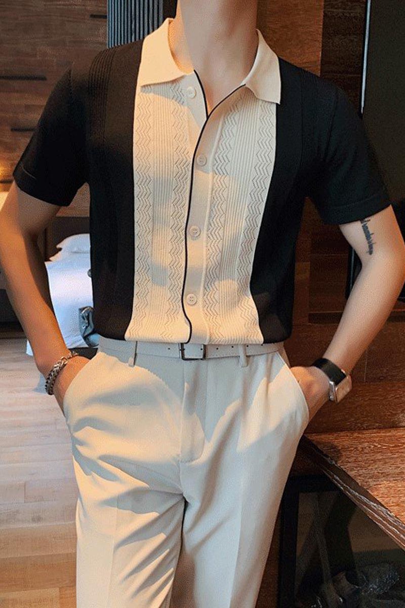 Vintage Casual Mens Short-Sleeved Polo Shirt Fashionpara