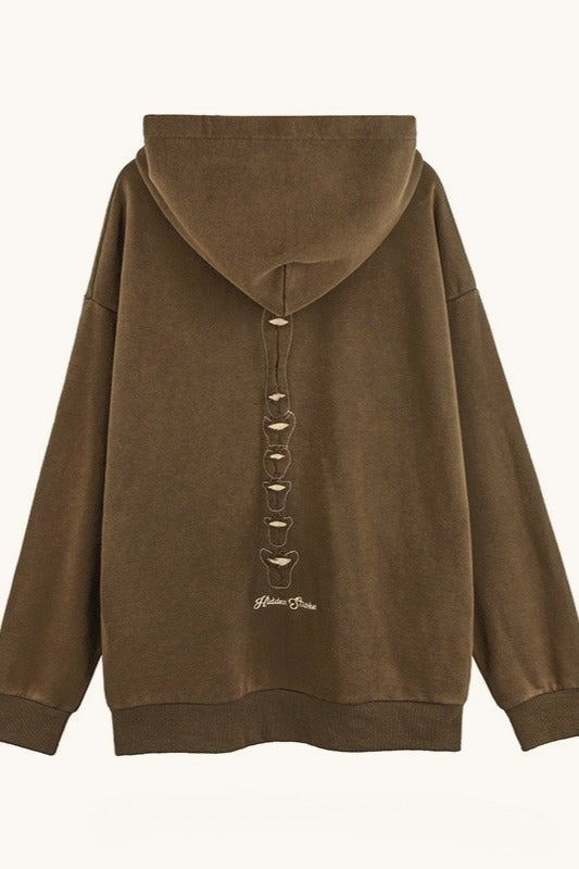 Skull Print Hooded Hoodie - Fashionpara