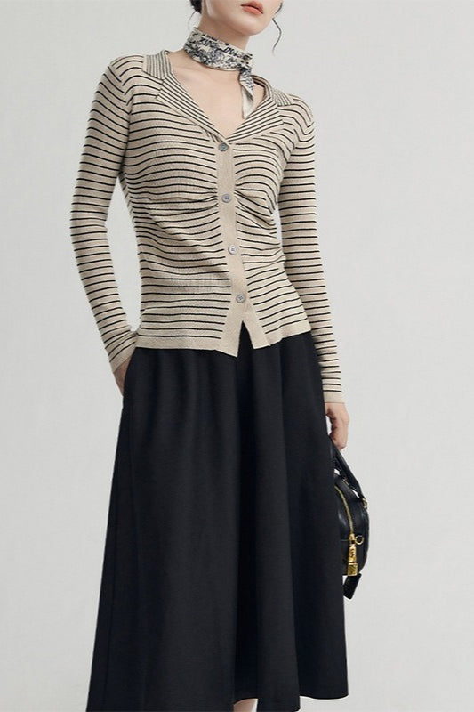 French Stripe Knit Cardigan