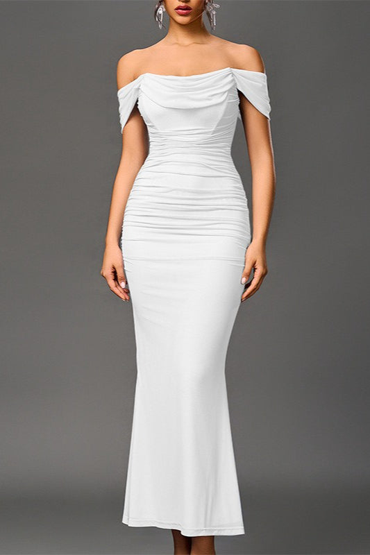 Fishbone Mesh Pleated Backless Bodycon Dress - View 6
