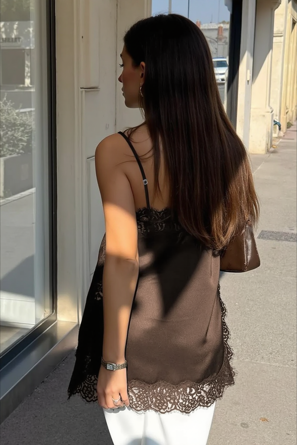 Satin Lace Trim Spaghetti Strap Slip Mini Dress 8