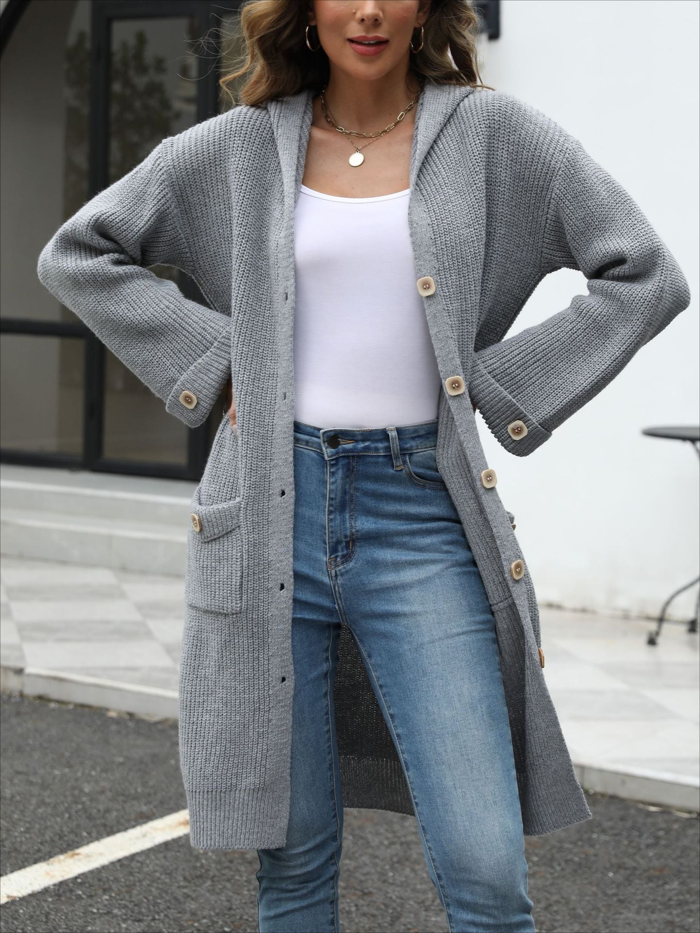 Elegant V-Neck Loose Knit Cardigan for Stylish Comfort