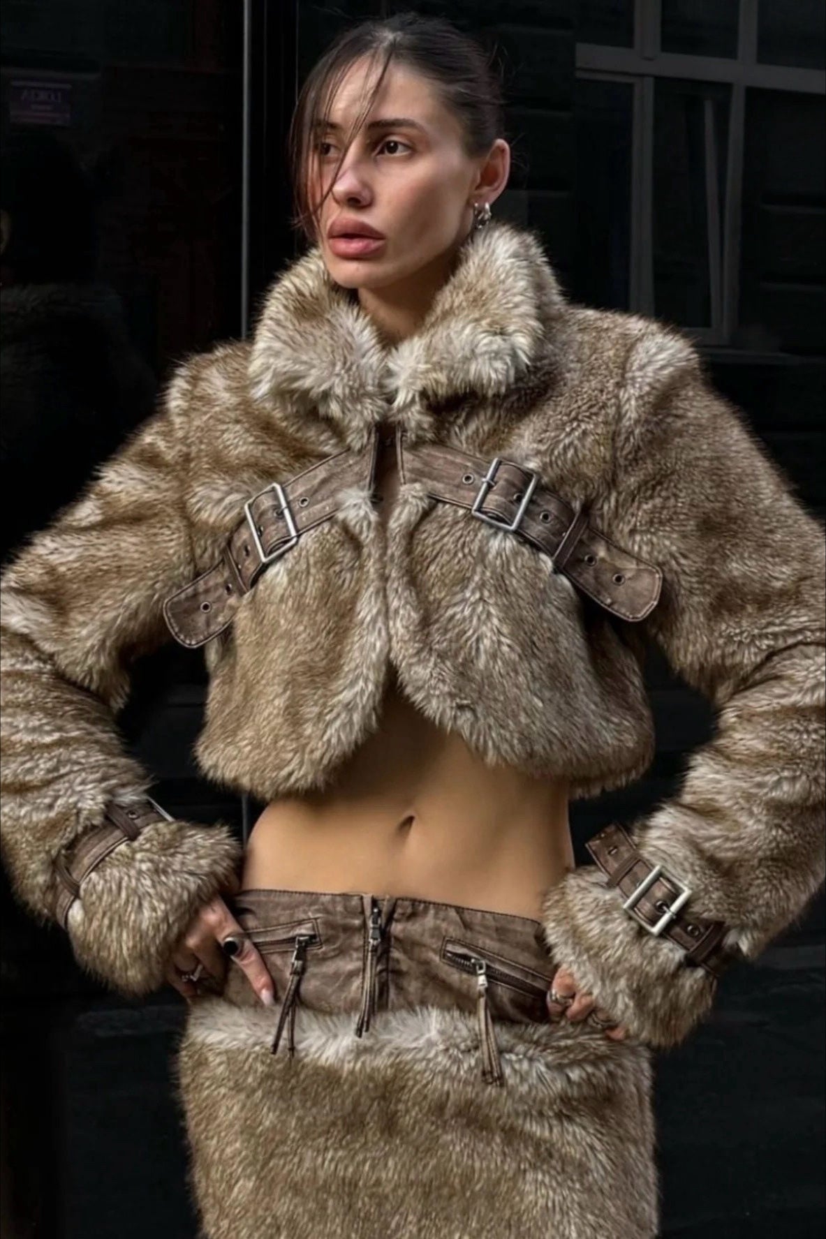 Vintage Cropped Patchwork Stand Collar Coat