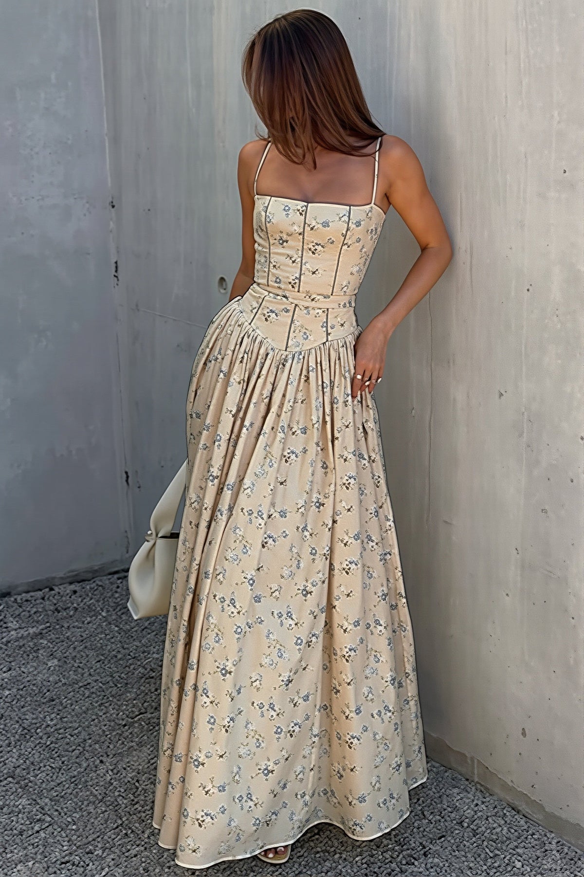 Ditsy Floral Square Neck Corset Maxi Dress 4