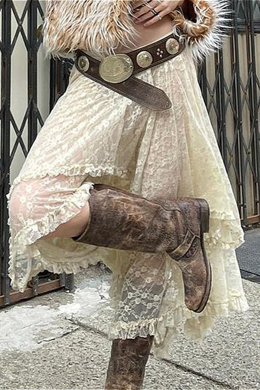 Lace Asymmetrical Maxi Skirt