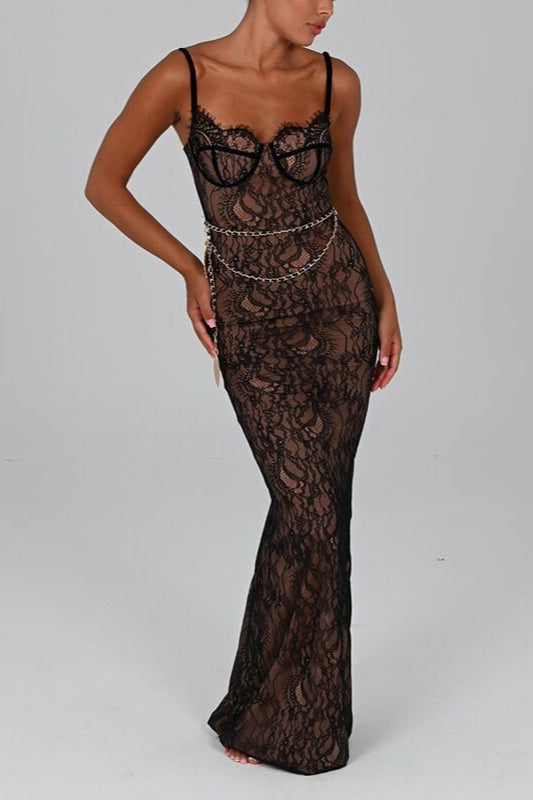 Lace Off Shoulder Maxi Formal Dress - View 2