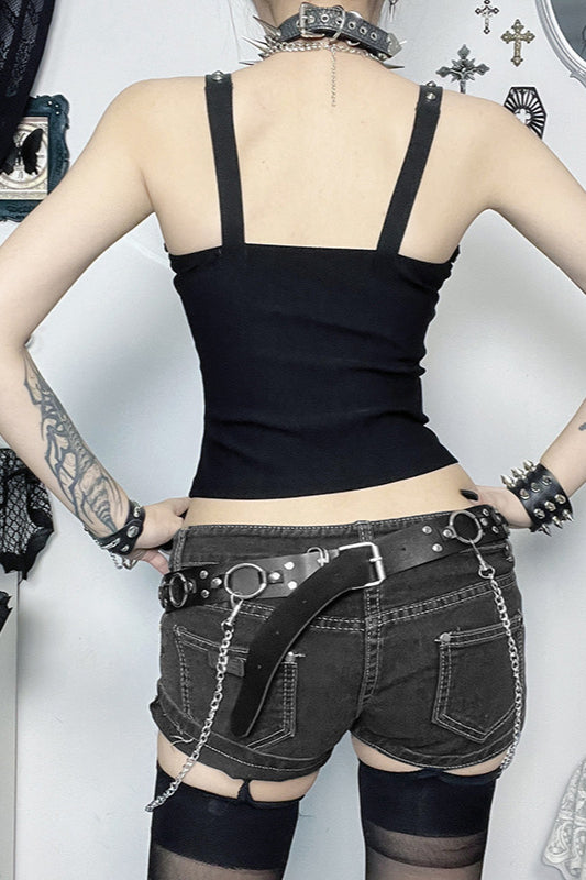 Dark Print Studded Sexy Corset