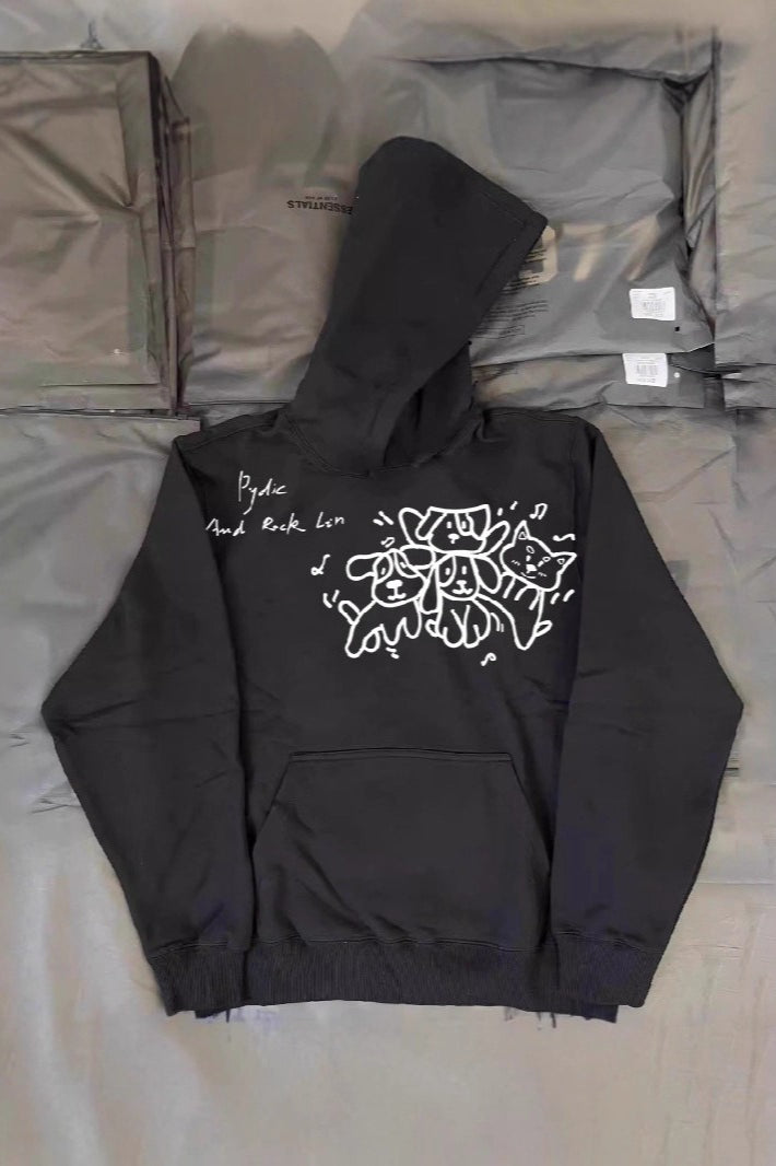 Dog Graffiti Graphic Heavyweight Pullover Hoodie 2