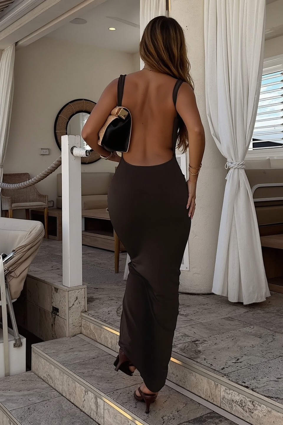 Cowl Neck Ruched Bodycon Maxi Dress 5