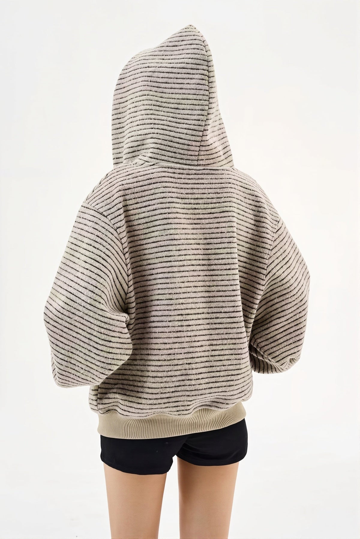 Fluffy Striped Oversize Zip Hoodie 3