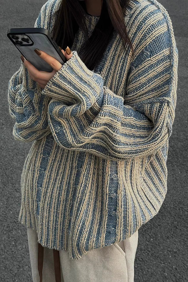Retro Striped Knitted Sweater for Effortless Style and Comfort